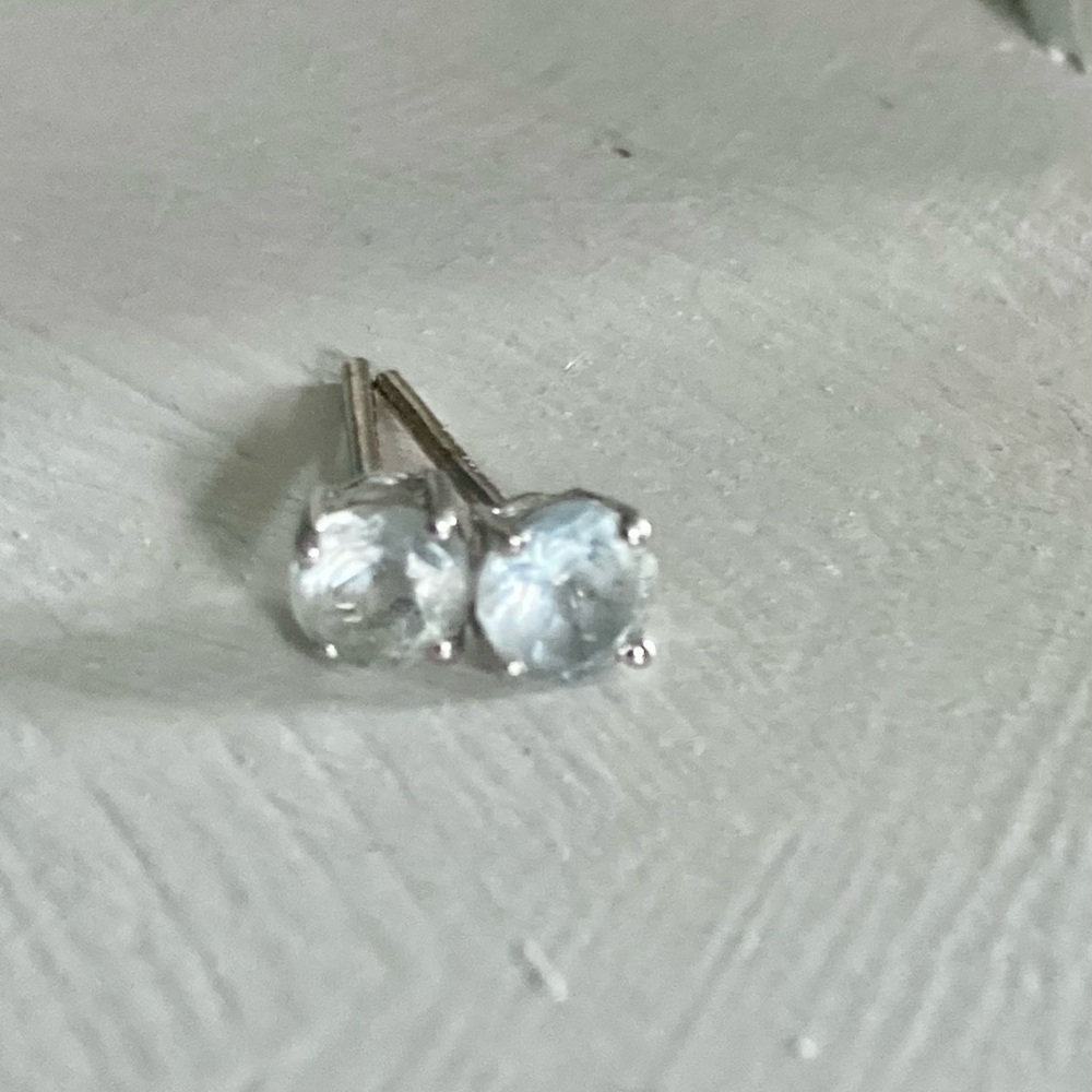 14K white gold & Aquamarine Stud Earrings March's birthstone